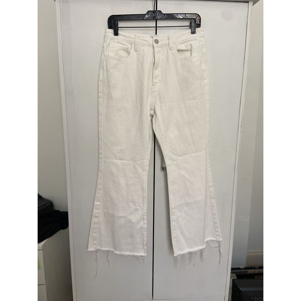 Princess Polly Women's Button Fly Flare High Rise White Jeans Size 8